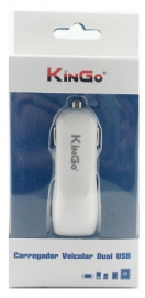 01 Carregador Veicular KinGo 2USB - Produto Novo
