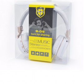 01 Fone Ouvido Hedphone  Bluetooth B-09 Branco  Com Desing Dourado dos lados - Produto Novo